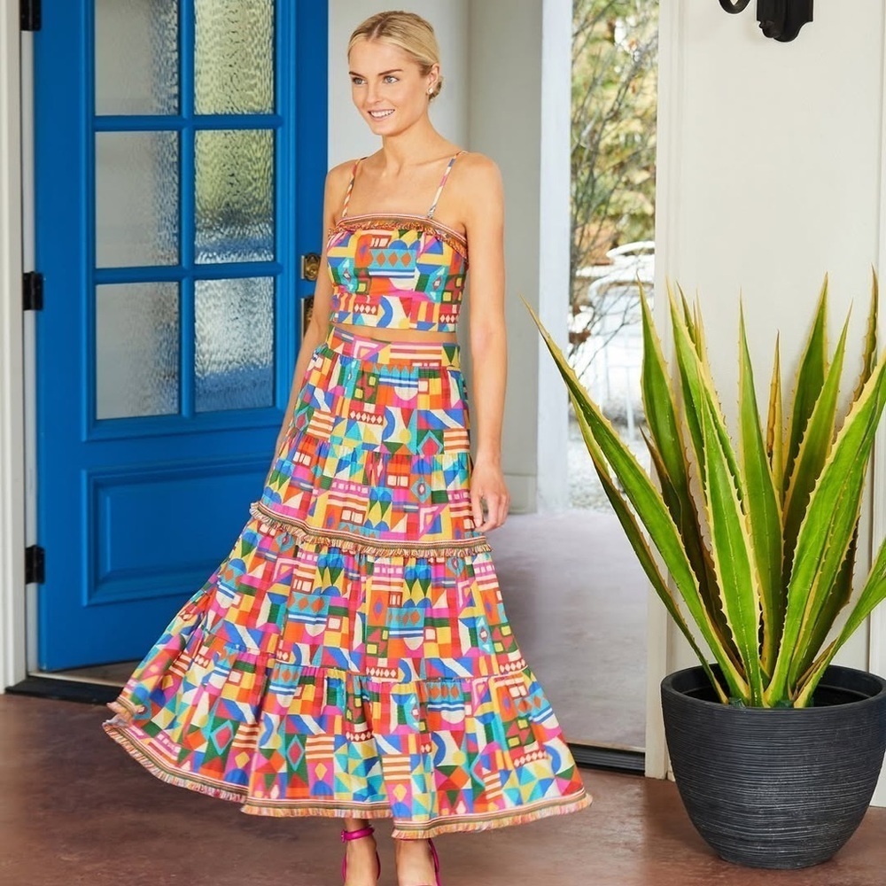 ANTONIO MELANI Giuliana Geometric Printed Coordinating Cotton Skirt